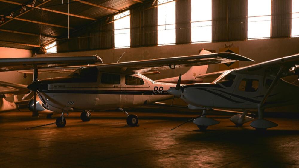 Cessna inside airplane hanger